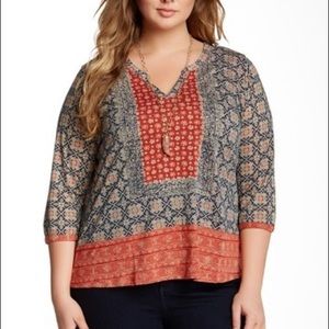Lucky Brand Mixed Print Shirt Size 3X